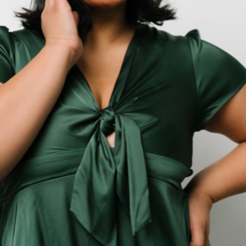 Baltic Born Green Poppy Satin Midi Dress Size XL NWT